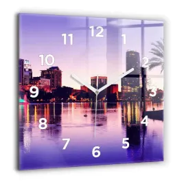 zegar-szklany-scienny-do-biura-ze-wzorem-wieczorna-panorama-miasta-60x60-cm