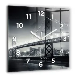 zegar-szklany-scienny-do-biura-z-grafika-most-noca-san-francisco-60x60-cm
