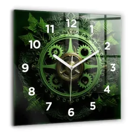 unikalny-kwadratowy-foto-zegar-szklany-na-sciane-zielony-mechanizm-60x60-cm