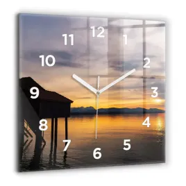kwadratowy-foto-zegar-szklany-scienny-zachod-slonca-nad-jeziorem-60x60-cm