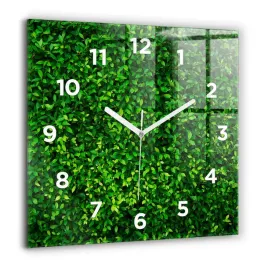duzy-kwadratowy-foto-zegar-szklany-do-mieszkania-zywoplot-liscie-60x60-cm