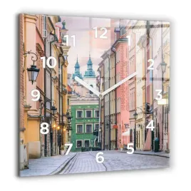 kwadratowy-zegar-szklany-scienny-do-biura-stare-miasto-w-warszawie-60x60-cm