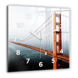 dekoracyjny-kwadratowy-zegar-szklany-z-nadrukiem-most-golden-gate-60x60-cm