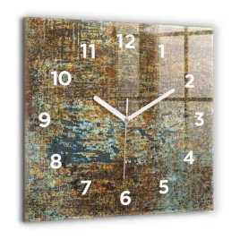 zegar-szklany-scienny-do-biura-z-grafika-tekstura-starego-metalu-60x60-cm