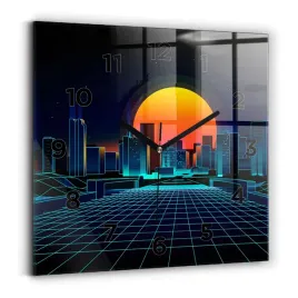 kwadratowy-zegar-szklany-duzy-do-mieszkania-cyberprzestrzen-miasto-30x30-cm