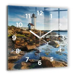 elegancki-foto-zegar-szklany-na-sciane-latarnia-morska-annisquam-60x60-cm