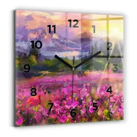 minimalistyczny-foto-zegar-szklany-scienny-pejzaz-natury-i-kwiatow-30x30-cm