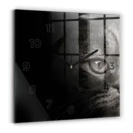 kwadratowy-zegar-szklany-designerski-ze-wzorem-pies-i-kot-szkocki-30x30-cm