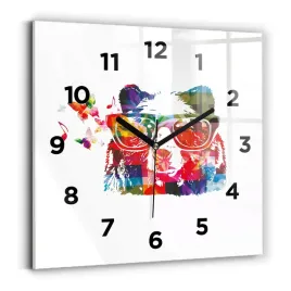 kwadratowy-zegar-szklany-designerski-do-wnetrz-glowa-niedzwiedzia-30x30-cm