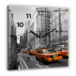 kwadratowy-zegar-szklany-elegancki-na-sciane-manhattan-i-taksowki-30x30-cm