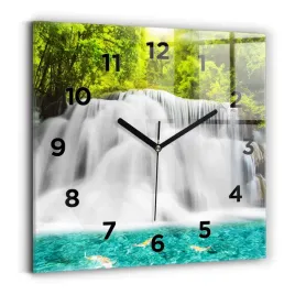 elegancki-zegar-szklany-na-sciane-z-grafika-wodospad-w-tajlandii-30x30-cm