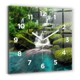kwadratowy-zegar-szklany-ze-stylowym-nadrukiem-wodospad-tajlandia-30x30-cm