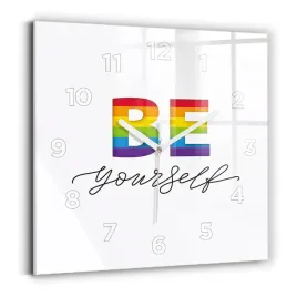 dekoracyjny-zegar-szklany-na-sciane-z-nadrukiem-napis-be-yourself-30x30-cm