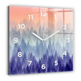 scienny-kwadratowy-zegar-szklany-ze-stylowym-nadrukiem-las-we-mgle-30x30-cm