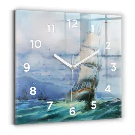 kwadratowy-zegar-szklany-designerski-z-nadrukiem-statek-na-wodzie-30x30-cm
