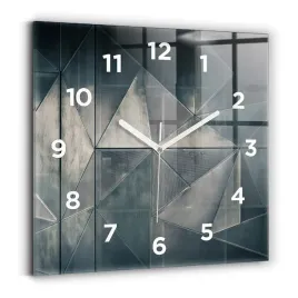 kwadratowy-foto-zegar-szklany-scienny-metalowa-abstrakcja-trojkaty-30x30-cm