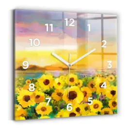 zegar-szklany-nowoczesny-ze-stylowym-nadrukiem-pole-slonecznikow-30x30-cm