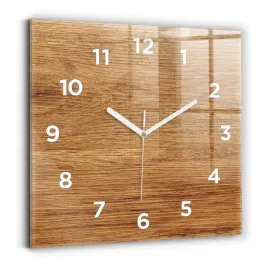kwadratowy-zegar-szklany-scienny-do-biura-ze-wzorem-jasne-drewno-30x30-cm