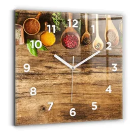 kwadratowy-foto-zegar-szklany-do-kuchni-na-sciane-lyzki-przypraw-30x30-cm
