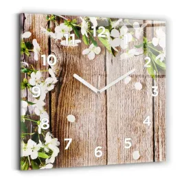 kwadratowy-zegar-szklany-do-sypialni-z-nadrukiem-kwiaty-na-drewnie-30x30-cm