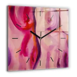 wiszacy-kwadratowy-zegar-szklany-z-grafika-malarstwo-kobiety-duzy-60x60-cm