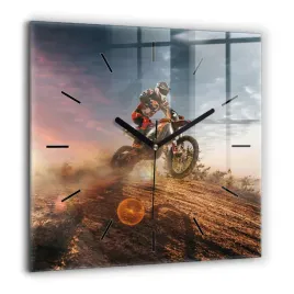 duzy-foto-zegar-szklany-do-mieszkania-mezczyzna-na-motocyklu-duzy-60x60-cm