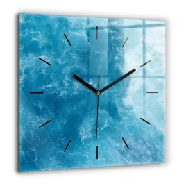 minimalistyczny-kwadratowy-foto-zegar-szklany-scienny-morze-woda-60x60-cm