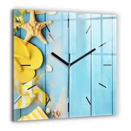 zegar-szklany-dekoracyjny-z-grafika-akcesoria-plazowe-i-deski-xxl-60x60-cm