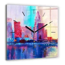 kwadratowy-zegar-szklany-do-kuchni-abstrakcja-drapaczy-chmur-duzy-60x60-cm