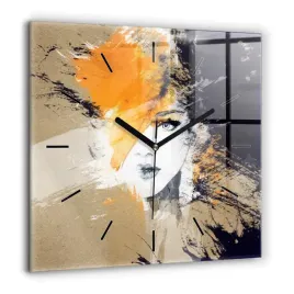 scienny-kwadratowy-foto-zegar-szklany-portret-kobiety-abstrakcja-60x60-cm