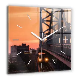 kwadratowy-foto-zegar-szklany-scienny-most-benjamin-franklin-xxl-60x60-cm