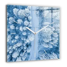 kwadratowy-zegar-szklany-scienny-do-salonu-z-nadrukiem-las-z-drona-60x60-cm