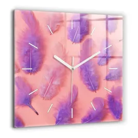 designerski-kwadratowy-foto-zegar-szklany-do-wnetrz-kolorowe-piora-60x60-cm