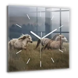 kwadratowy-zegar-szklany-na-sciane-do-kuchni-konie-w-galopie-xxl-60x60-cm