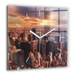 minimalistyczny-zegar-szklany-scienny-panorama-miasta-zachod-xxl-60x60-cm