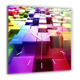 kwadratowy-zegar-szklany-do-kuchni-ze-wzorem-kolorowe-kostki-xxl-60x60-cm
