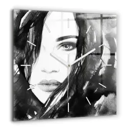 personalizowany-kwadratowy-foto-zegar-szklany-portret-kobiety-xxl-60x60-cm