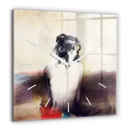 foto-zegar-szklany-do-kuchni-na-sciane-abstrakcja-portret-kobiety-60x60-cm