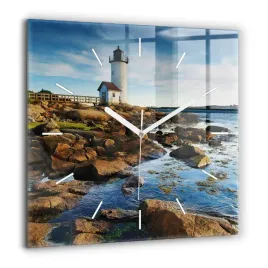 scienny-zegar-szklany-z-nadrukiem-latarnia-morska-annisquam-duzy-60x60-cm