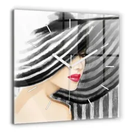 zegar-szklany-dekoracyjny-z-nadrukiem-kobieta-w-czarno-bieli-duzy-60x60-cm