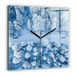 kwadratowy-zegar-szklany-scienny-do-salonu-z-nadrukiem-las-z-drona-30x30-cm