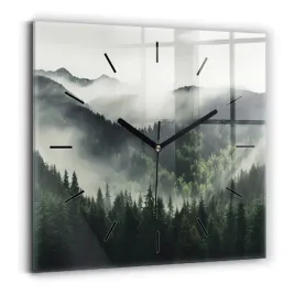 kwadratowy-zegar-szklany-scienny-do-salonu-z-grafika-las-krajobraz-30x30-cm