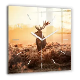 scienny-kwadratowy-foto-zegar-szklany-jelen-o-wschodzie-slonca-xxl-60x60-cm