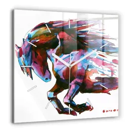 duzy-kwadratowy-zegar-szklany-do-mieszkania-ze-wzorem-kon-w-biegu-60x60-cm