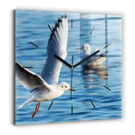 minimalistyczny-kwadratowy-foto-zegar-szklany-scienny-mewy-w-gdyni-30x30-cm