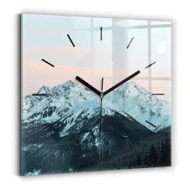 kwadratowy-zegar-szklany-nowoczesny-ze-wzorem-pasmo-gorskie-zima-30x30-cm