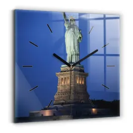 zegar-szklany-scienny-do-biura-z-grafika-statua-wolnosci-nowy-jork-30x30-cm