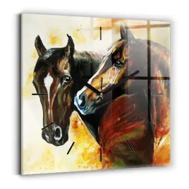 zegar-szklany-do-kuchni-na-sciane-z-nadrukiem-malowane-dwa-konie-30x30-cm