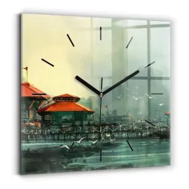 dekoracyjny-kwadratowy-foto-zegar-szklany-na-sciane-wioska-rybacka-30x30-cm
