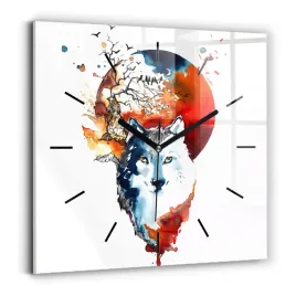 kwadratowy-zegar-szklany-scienny-do-biura-z-grafika-wilk-i-pelnia-30x30-cm